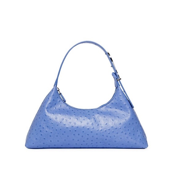 STAUD Handbags - STAUD NWT Estelle Ostrich-Embossed Leather Shoulder Bag in periwinkle